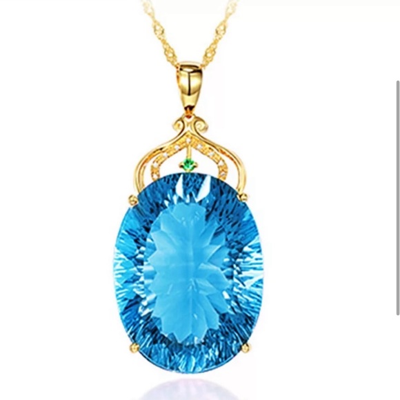 Blue Austrian Crystal Pendant Necklace - Picture 2 of 2